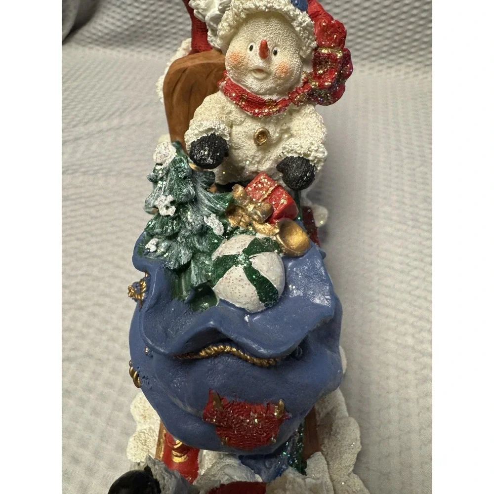 Vintage Santas Collection #99990 Santa and 2 Snowmen on a Sleigh Resin EUC
